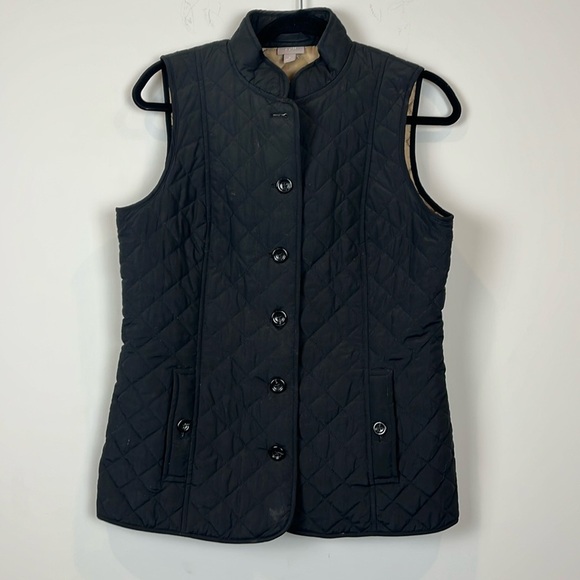 J. Jill Black Button Front Quilted Lightweight Vest with Pockets Size Small - Picture 1 of 8